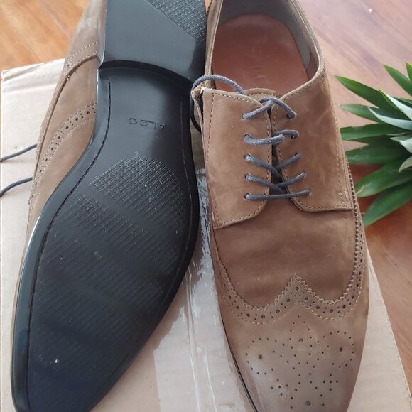 Mens Oxfords Dress Brown Tan Suede Upper Leather Shoes Size 11 - Picture 4 of 8